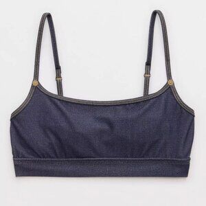 NWT AE x Aerie Match Made In Denim Straight Scoop Bikini Top XS